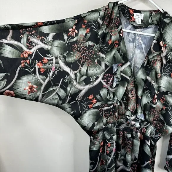 Johanna Ortiz x H&M Dress Womens L Floral Tropical Ruffle Flounce Mini - Picture 10 of 11